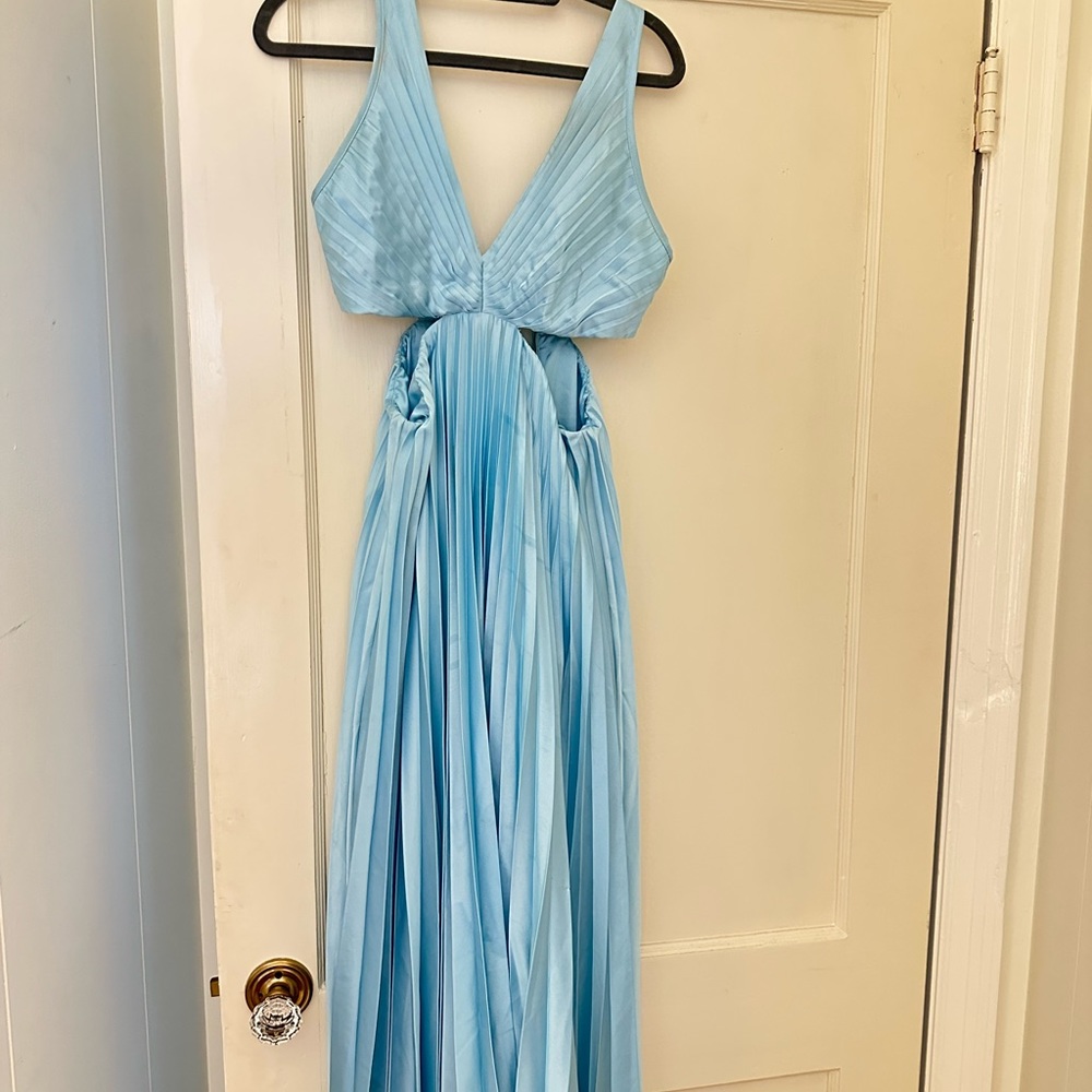 Abercrombie Satin Pleated Cutout Maxi Dress